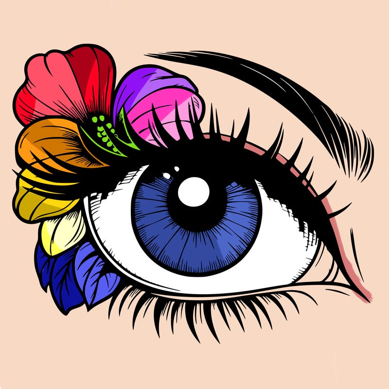 realistic eye with flower