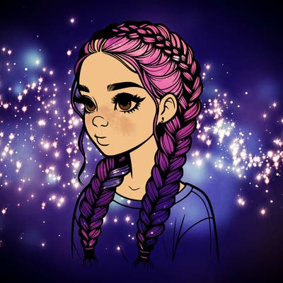 realistic girl with braids