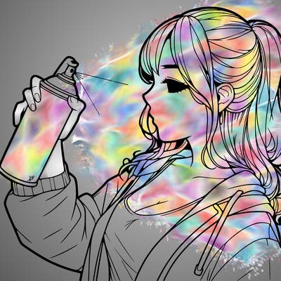 a realistic girl spray, painting