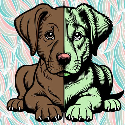 realistic dog split picture