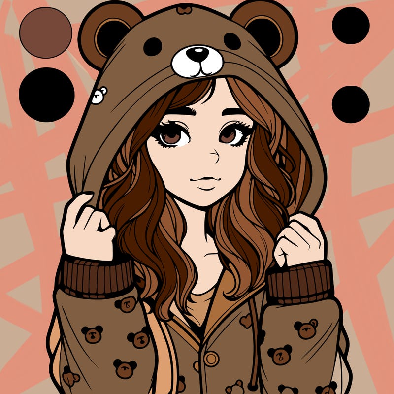 realistic girl in a animal pjs hoodie