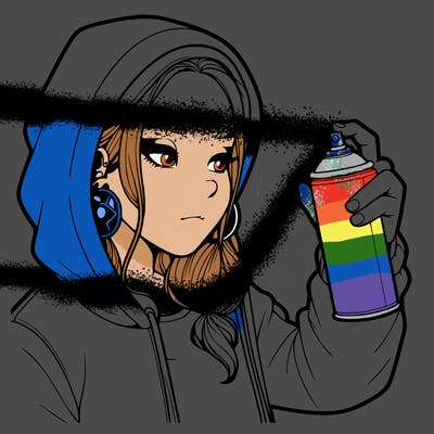 a realistic girl, spray painting