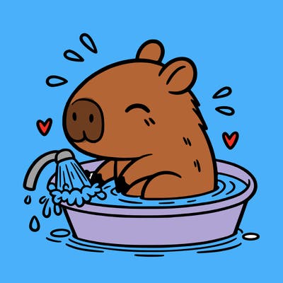 capybara taking a bath