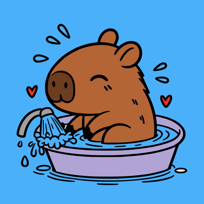 capybara taking a bath