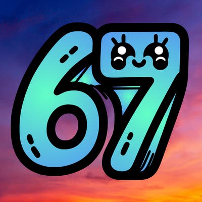 the numbers 67