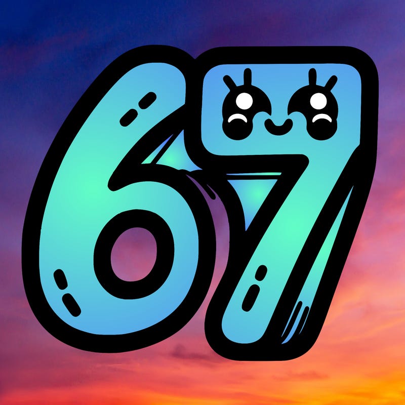 the numbers 67