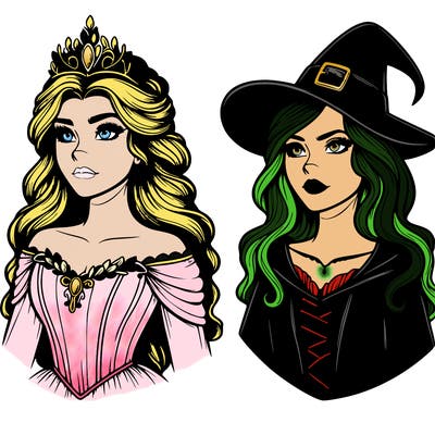 princess and witch realistic