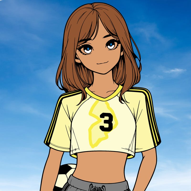 realistic girl wearing soccer jersey