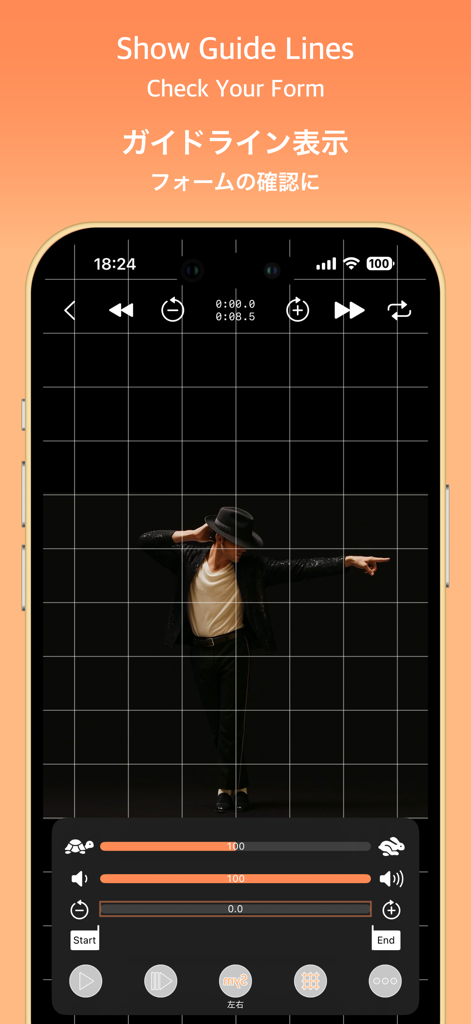 SymPlayer - Master Movement - - 姿勢と動きの分析のためにダンサーにグリッド線を重ねて表示するSymPlayerアプリのスクリーンショット