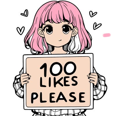 a girl holding a sign saying 100 likes please