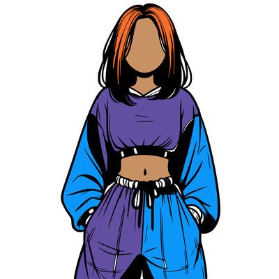 realistic girl faceless with baggy pants and a crop top