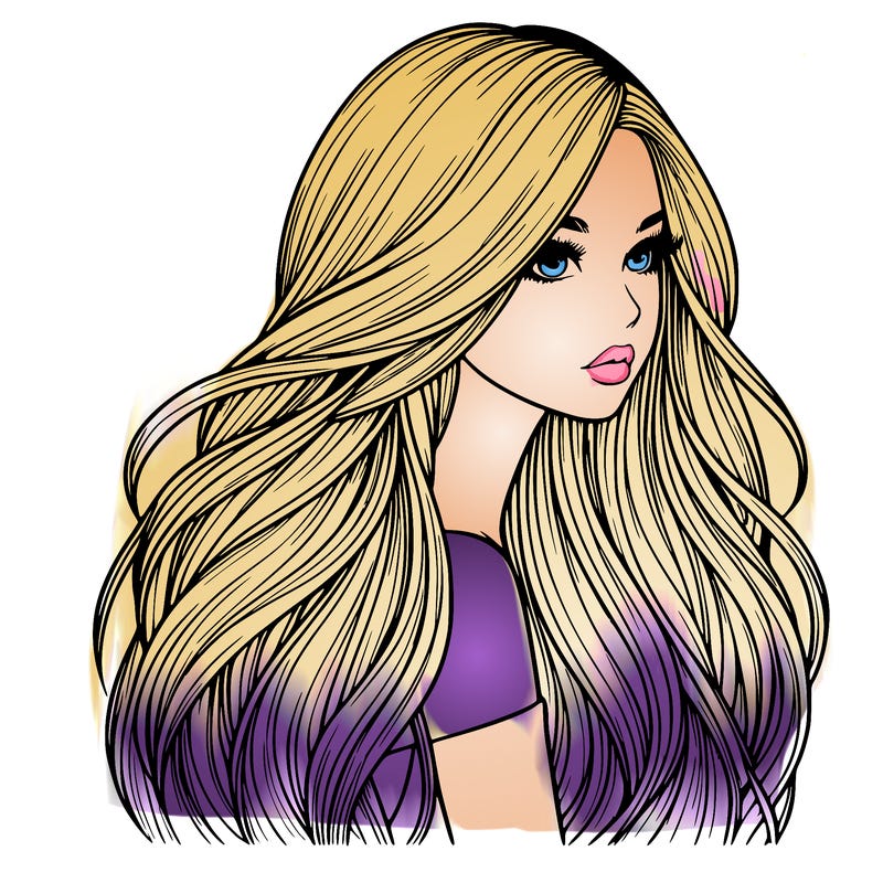 realistic girl with long realistic hair