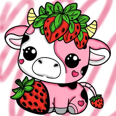 cute strawberry cow