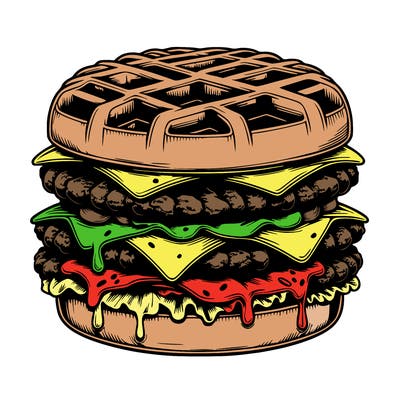 realistic waffle burger