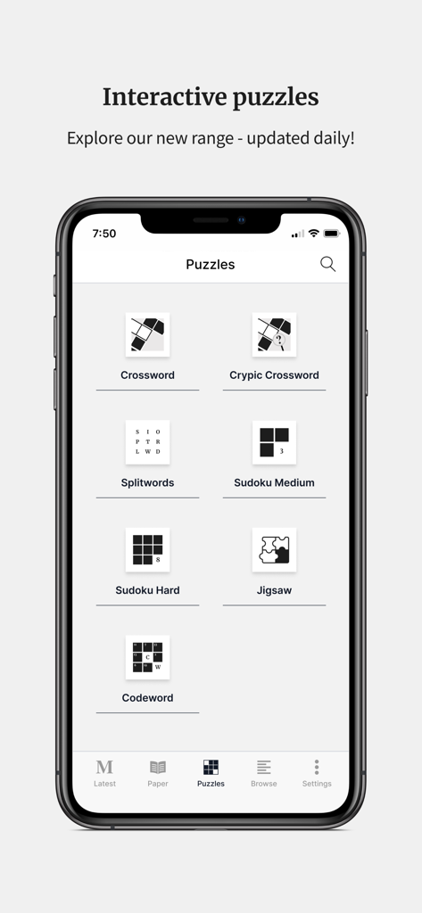 Illawarra Mercury - Screenshot of the Illawarra Mercury app showing various interactive daily puzzles like crossword, sudoku, and jigsaw.