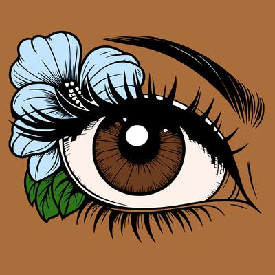 realistic eye with flower