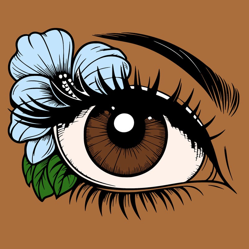 realistic eye with flower