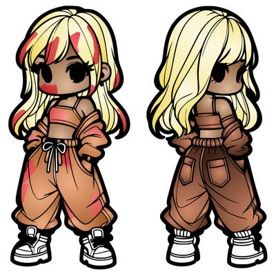 girl in crop top and baggy pants