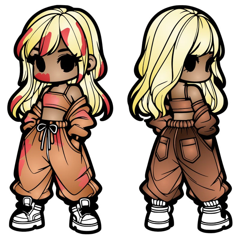 girl in crop top and baggy pants