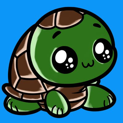 cute little animated turtle
