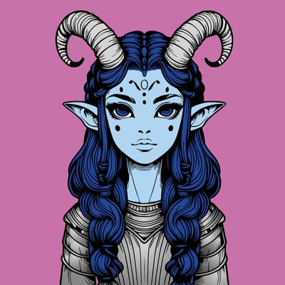 realistic alien girl with horns