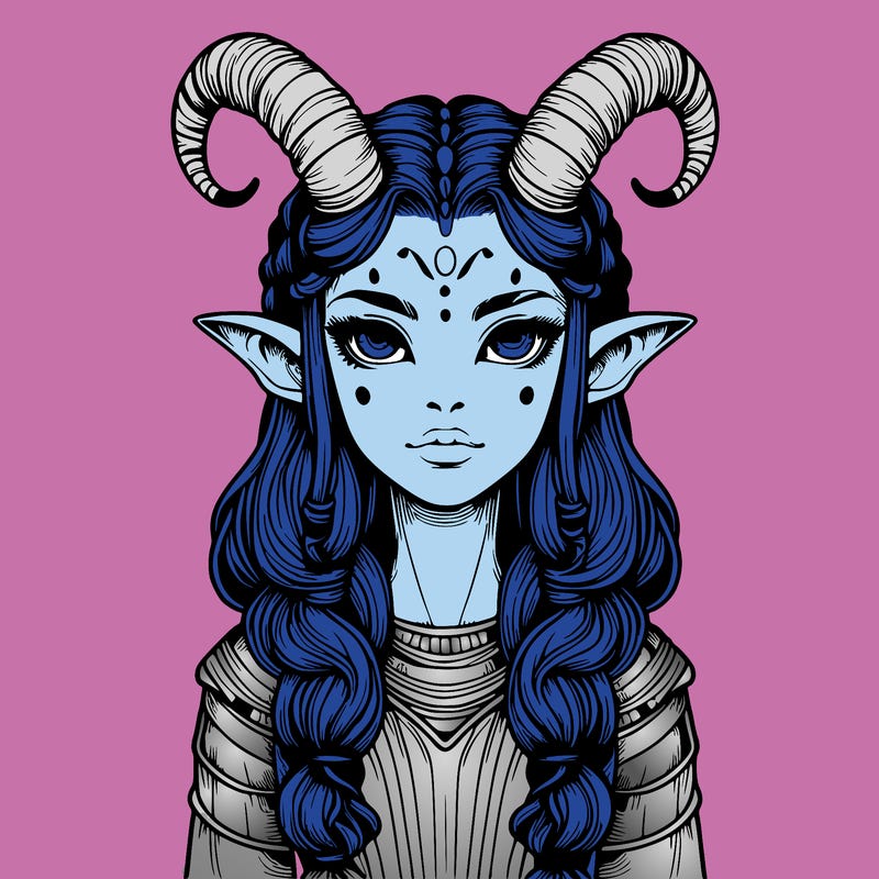 realistic alien girl with horns