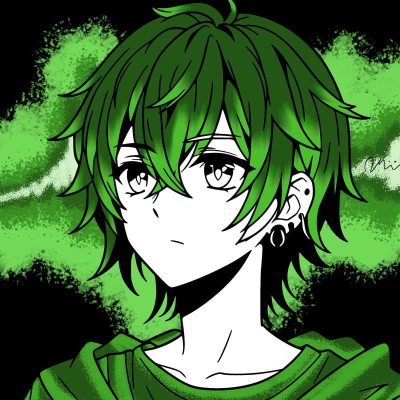 anime boy shoulder length hair and pierced ears