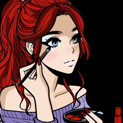 a realistic girl doing her makeup