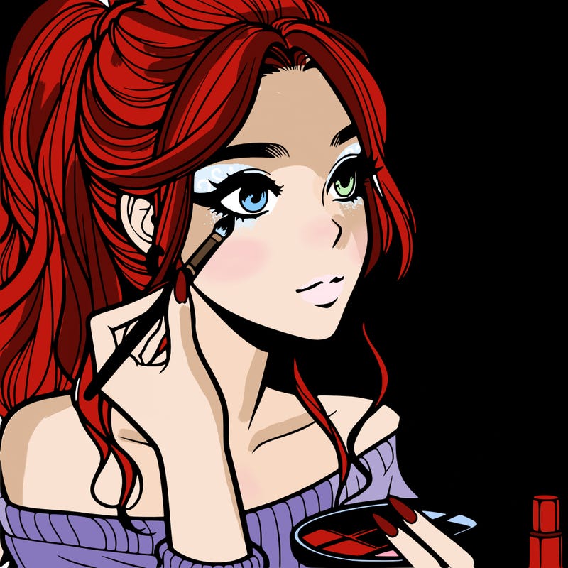 a realistic girl doing her makeup