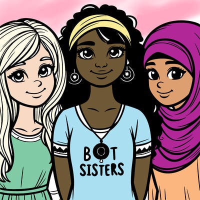 three sisters with a best sisters necklace