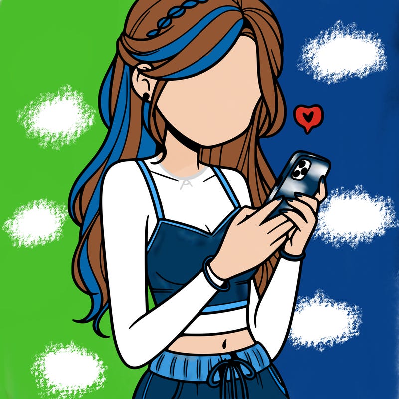 girl with crop top texting on her phone