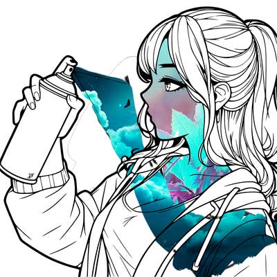 a realistic girl spray, painting