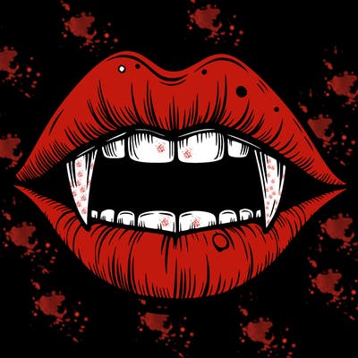 lips with vampire teeth