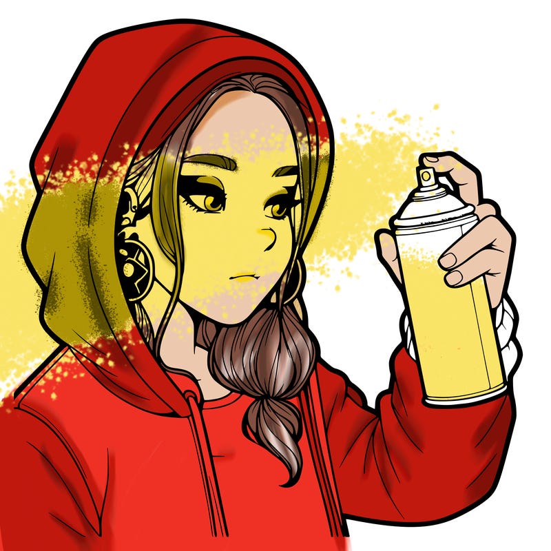 a realistic girl, spray painting