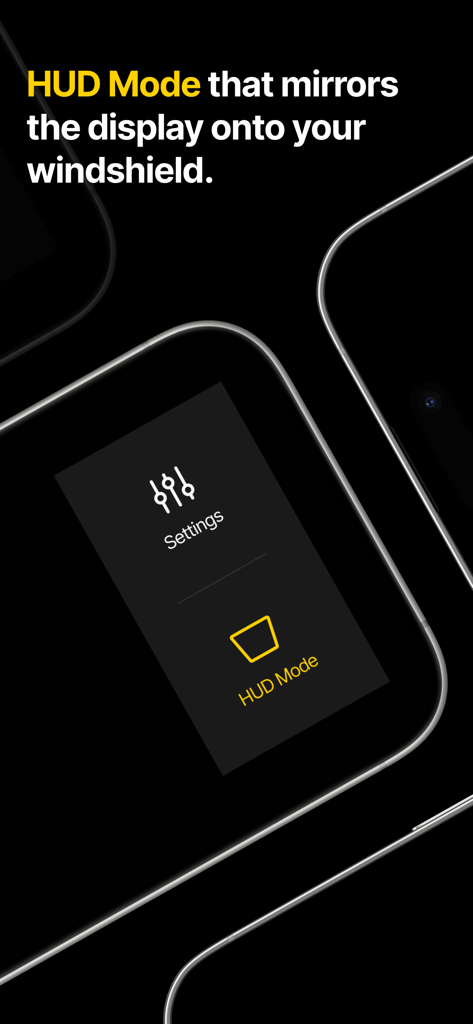 NordHUD - Heads-Up Display - NordHUD app screen showing the HUD Mode feature that mirrors the display onto a car windshield