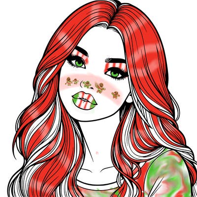 realistic girl with hair on her hair and lips