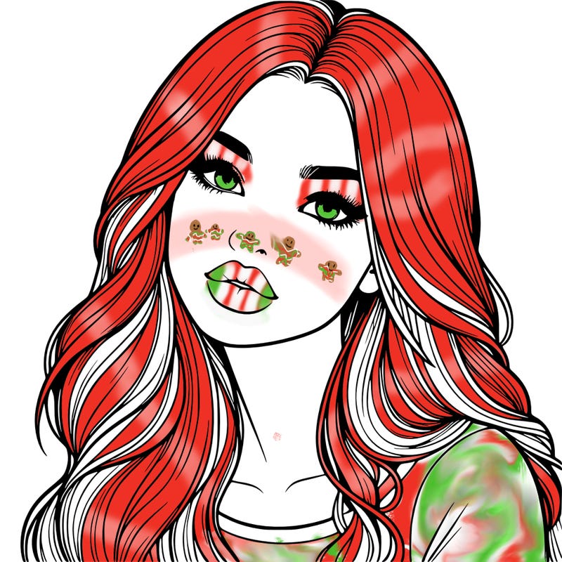 realistic girl with hair on her hair and lips