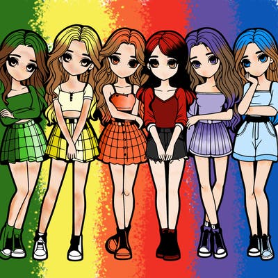 a group of girls realistic