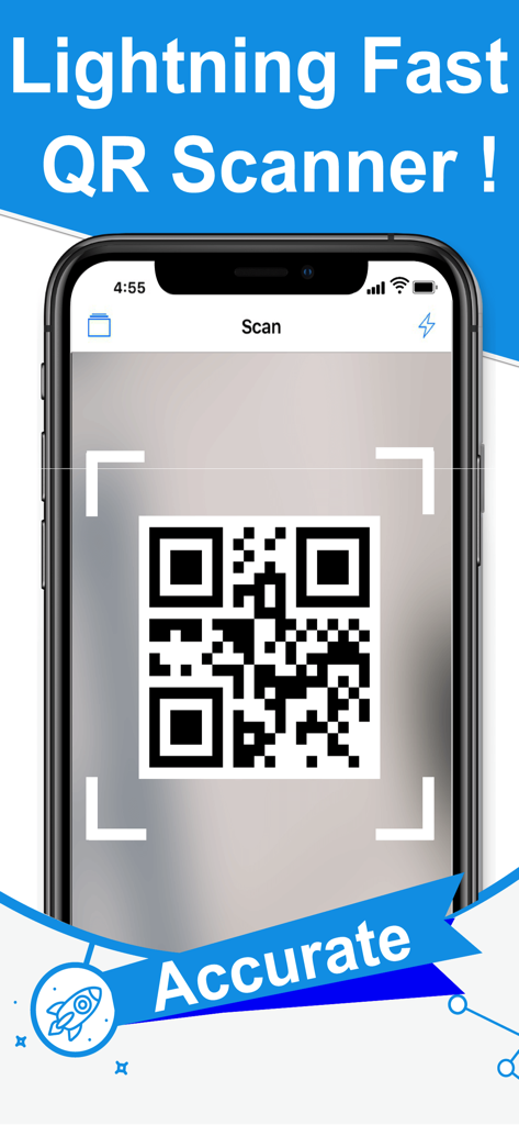 iPhone displaying the lightning fast and accurate QR code scanner interface