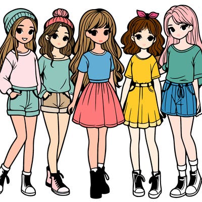 a group of five girls