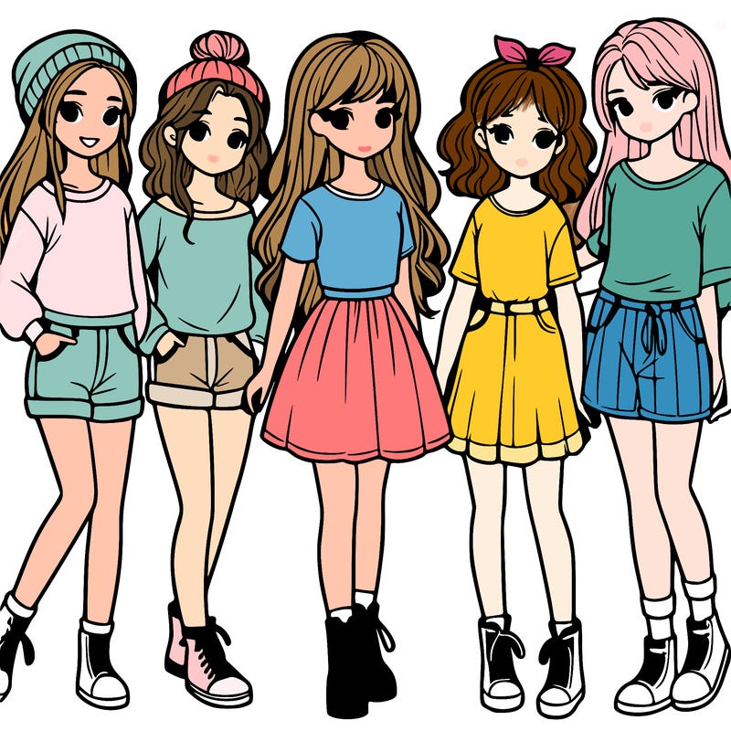 a group of five girls