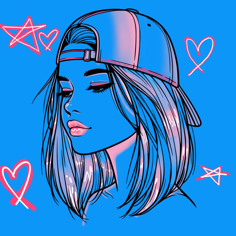 realistic  girl with a backwards hat