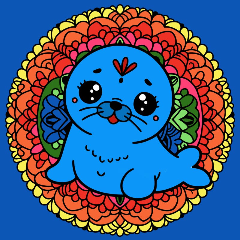 a cute baby seal mandala