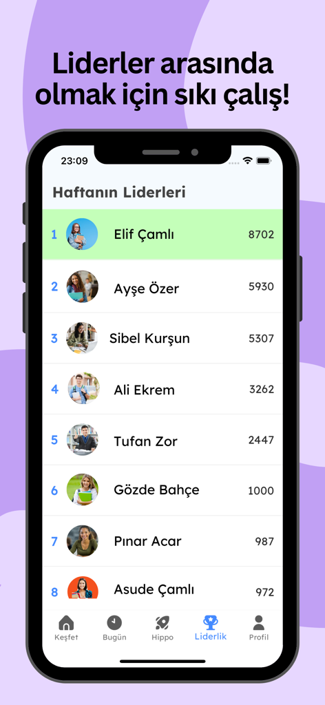 Leaderboard ranking of students in the Hippocampus LGS preparation app