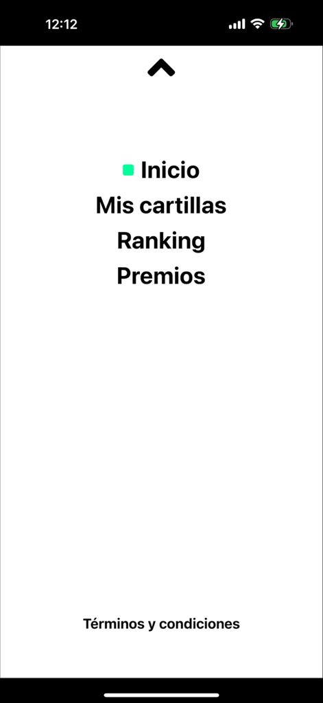 Ponósticos SanFra - Écran du menu principal de l'application de prédiction sportive Pronósticos SanFra affichant les options de navigation Accueil, Mes Cartes, Classement et Prix.