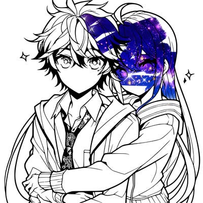 anime boy hugging an anime girl