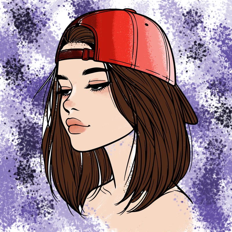 realistic  girl with a backwards hat