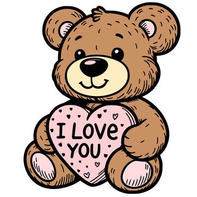 teddy bear holding an i love you heart