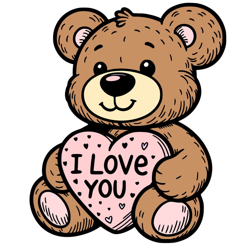 teddy bear holding an i love you heart