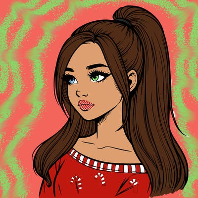 realistic girl with a high ponytail